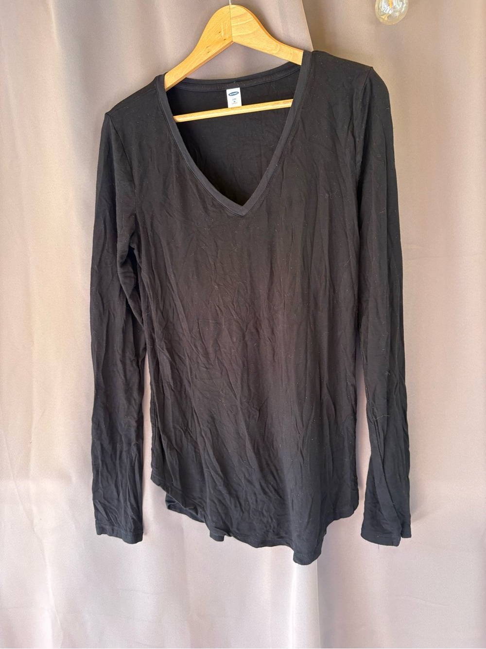 Old Navy Black Luxe* V-Neck Long Sleeve Tee
